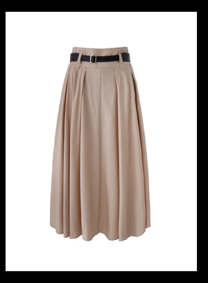 BELTED POPLIN MIDI SKIRT