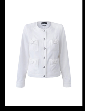 COLLARLESS JACKET WITH BOWS