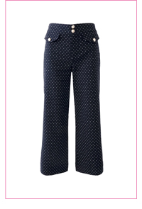 COTTON TWILL POLKA DOT WIDE LEG PANT