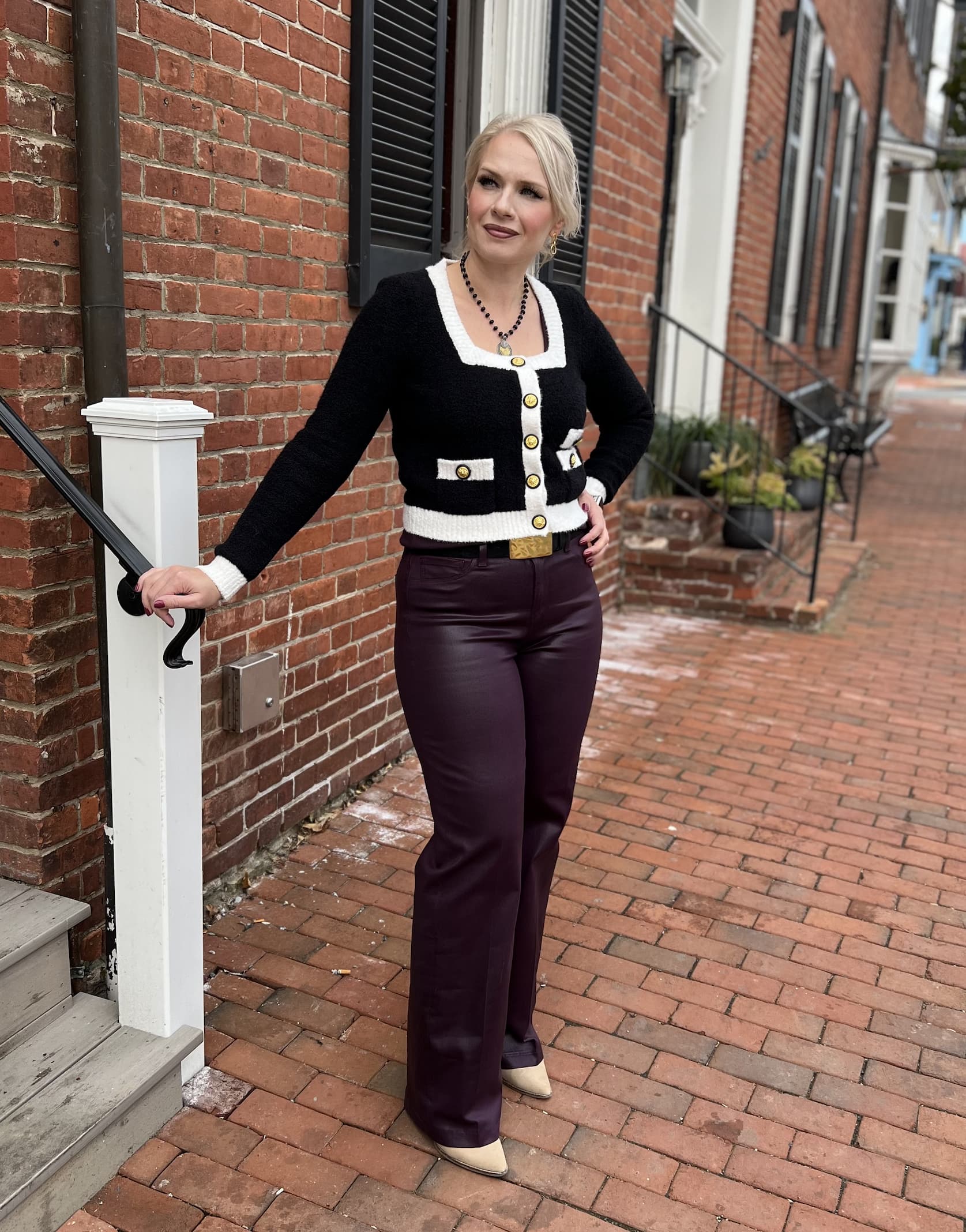 Look 2 — Monette Cardigan with Scottie Coated Pant