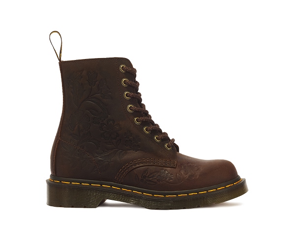 1460 PASCAL DEBOSS FLORAL 8 EYE CRAZY HORSE LEATHER BOOTS