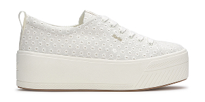 A side view of the Skyler Eyelet Lace-Up in snow white. 