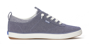 A side view of the Center III Chambray Lace-Up in navy.