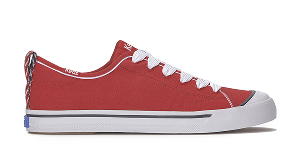 A side view of the Cruise Canvas Slip-On in red. 