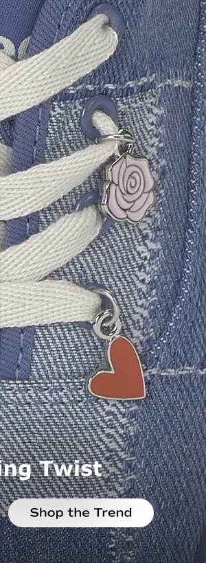 Text on the bottom of the image says, A charming twist. Shop the trend.