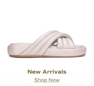A side view of the pink pearlized Hailey sandal. Shop New Arrivals.