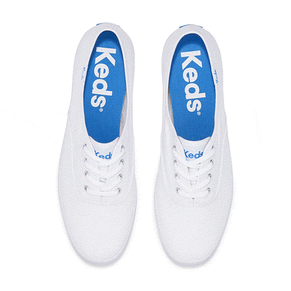 An animation of the Keds Champion in a mix of bold and neutral colors.