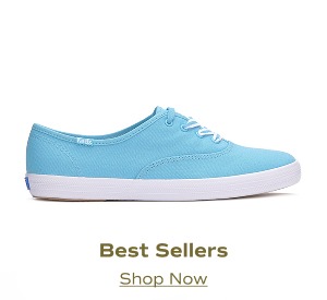 A side view of the light blue Keds Champion canvas lace-up. Shop Best Sellers.