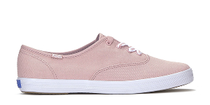 A side view of the Keds Champion Canvas Lace-Up in blush.