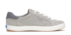 A side view of the Center III Textured Woven Lace-Up in grey.