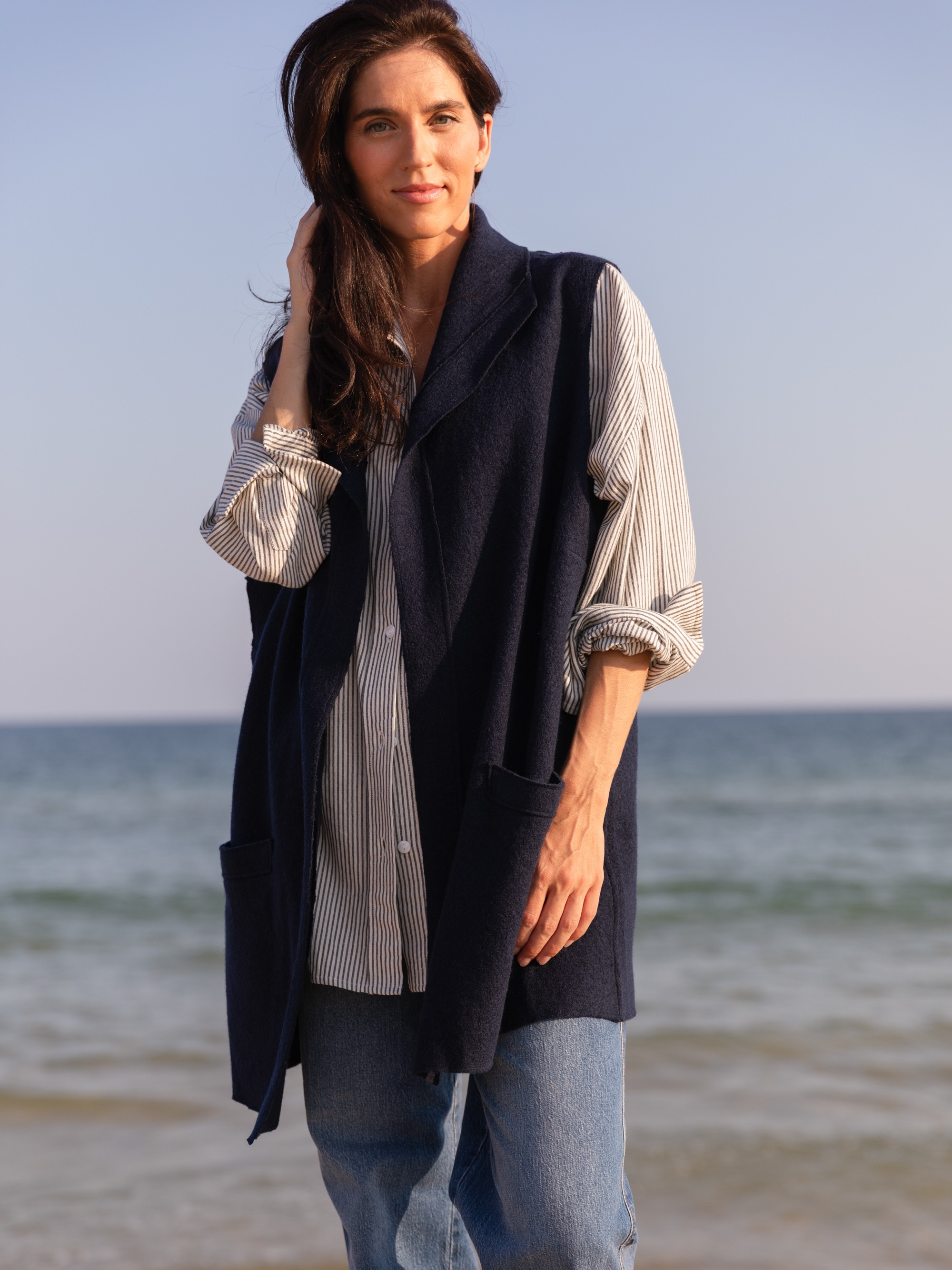 Wool Vest, Sea Navy