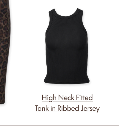 High Neck Fitted Tank in Ribbed Jersey