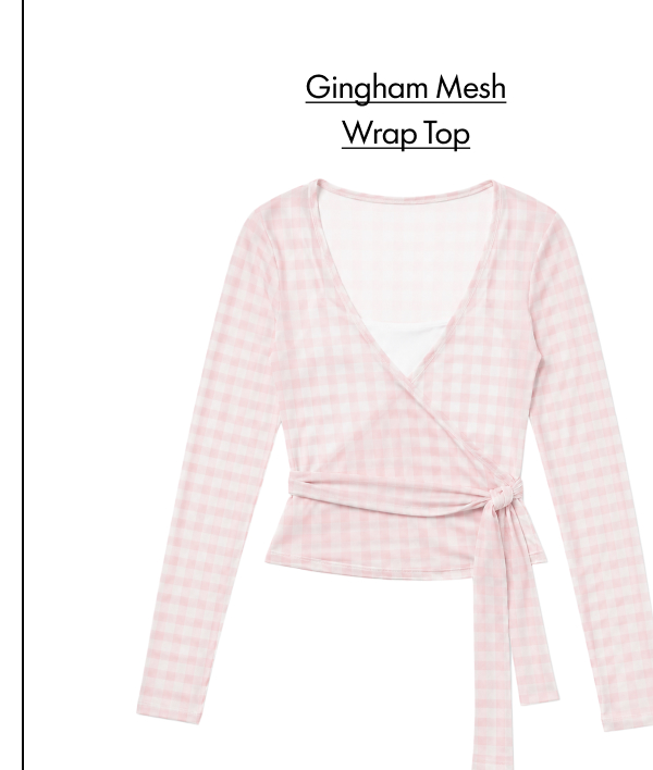 Gingham Mesh Wrap Top
