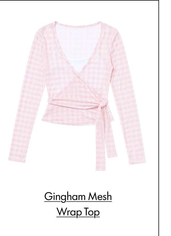 Gingham Mesh Wrap Top