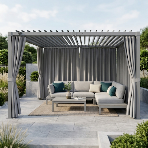 Pergola ogrodowa multiklimatyczna 3x3 z regulowanym stalowym dachem 9mkw