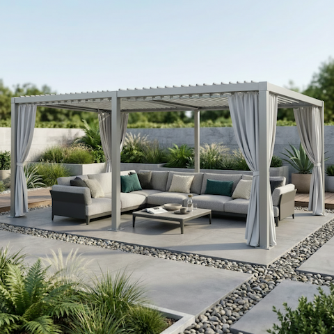 Pergola ogrodowa multiklimatyczna 3x6 z regulowanym stalowym dachem 18mkw