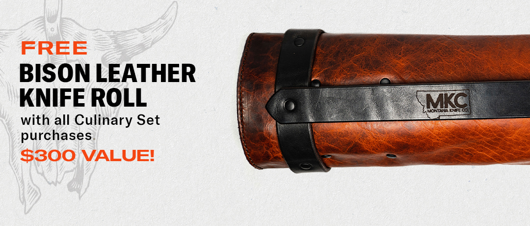 FREE CULINARY BISON LEATHER KNIFE ROLL