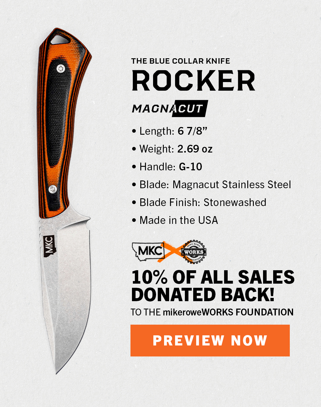 10% OF SALES DONATED BACK TO MIKEROWEWORKS