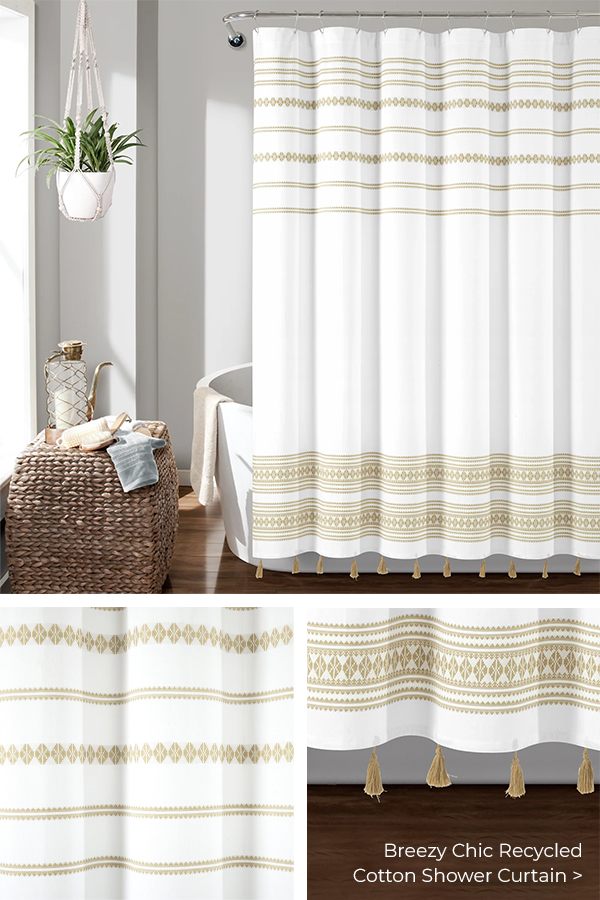 Breezy Chic Recycled Cotton Shower Curtain >