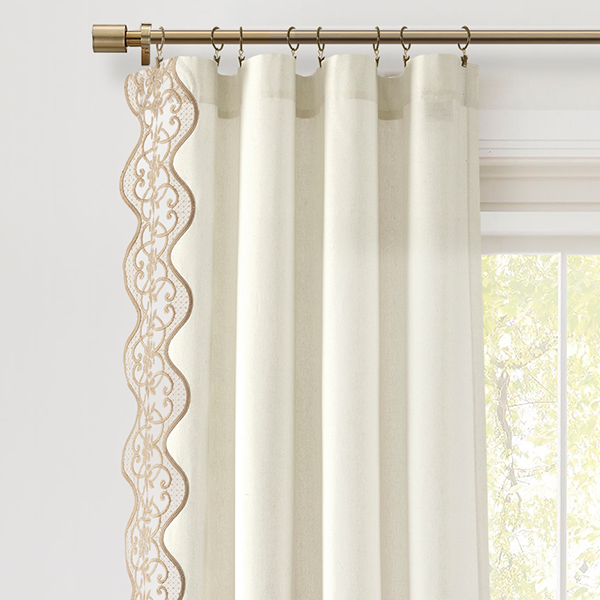Scalloped Edge Lace Border Window Curtain Panel