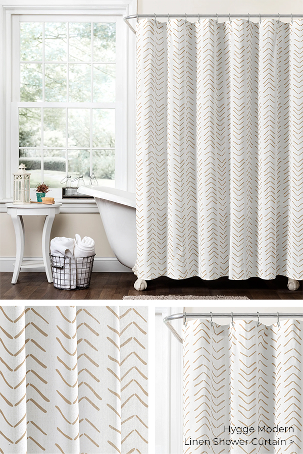 Hygge Modern Linen Shower Curtain >