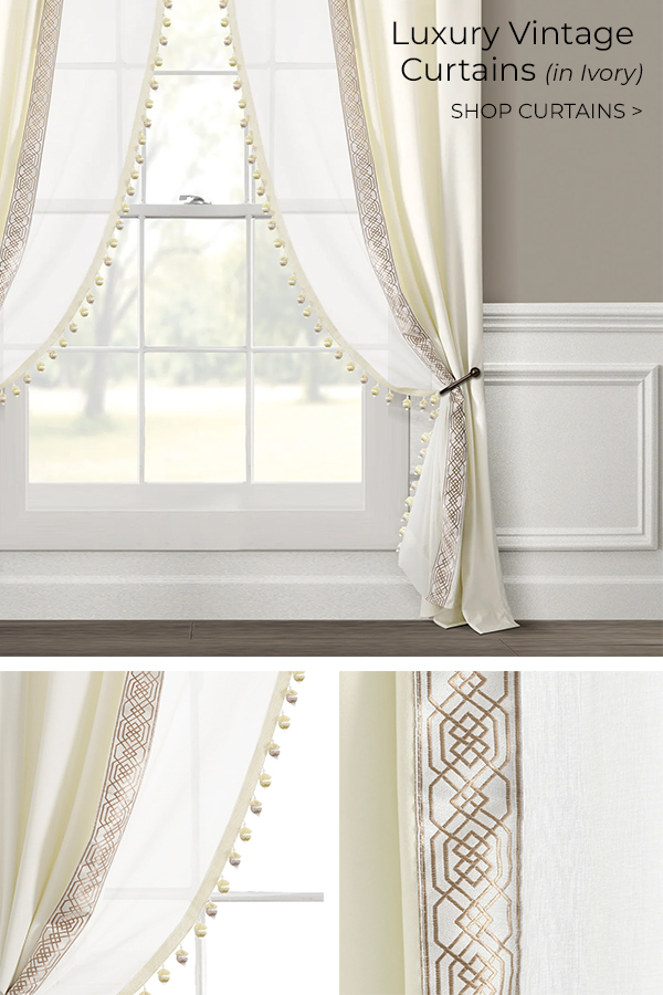 Luxury Vintage Curtains (in Ivory)