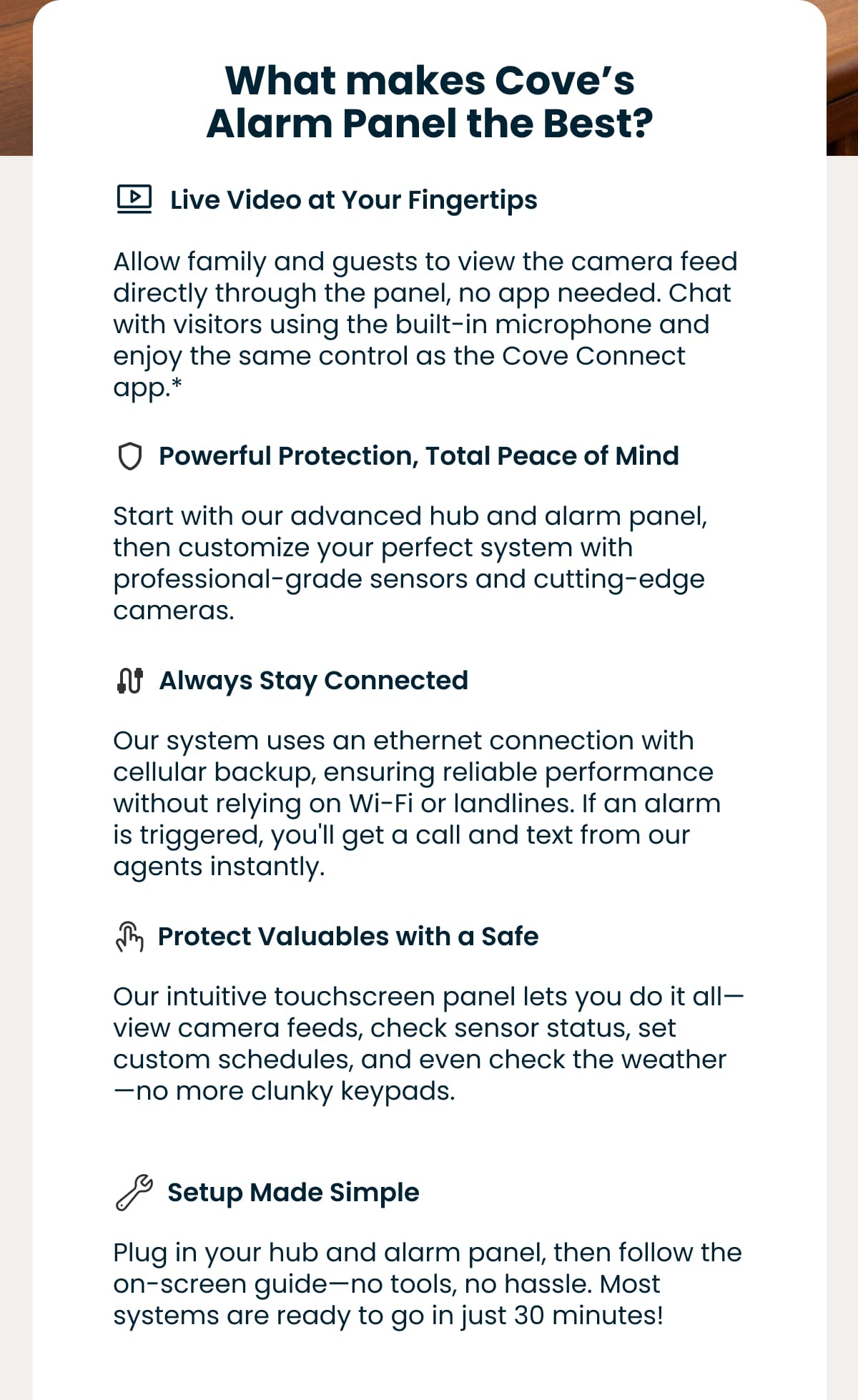 What makes Cove's Alarm Panel the Best?