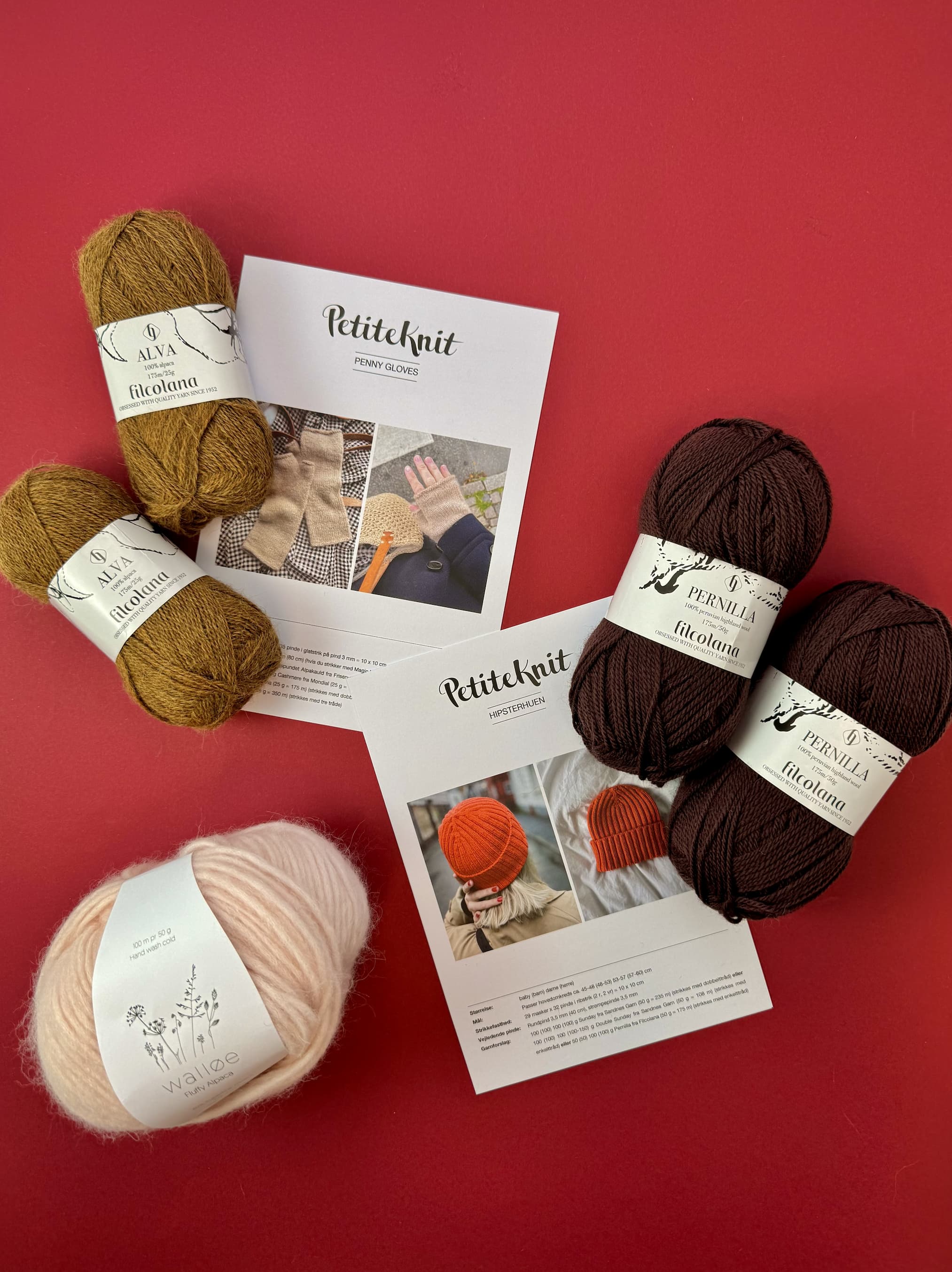 Strikkekits til Hipsterhuen, Penny Gloves og Sovemaske