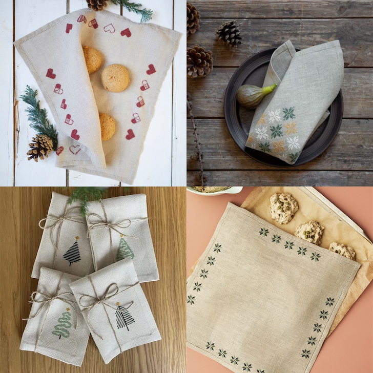 Broderede juleservietter