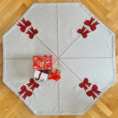 Sløjfer - ottekantet juletræstæppe