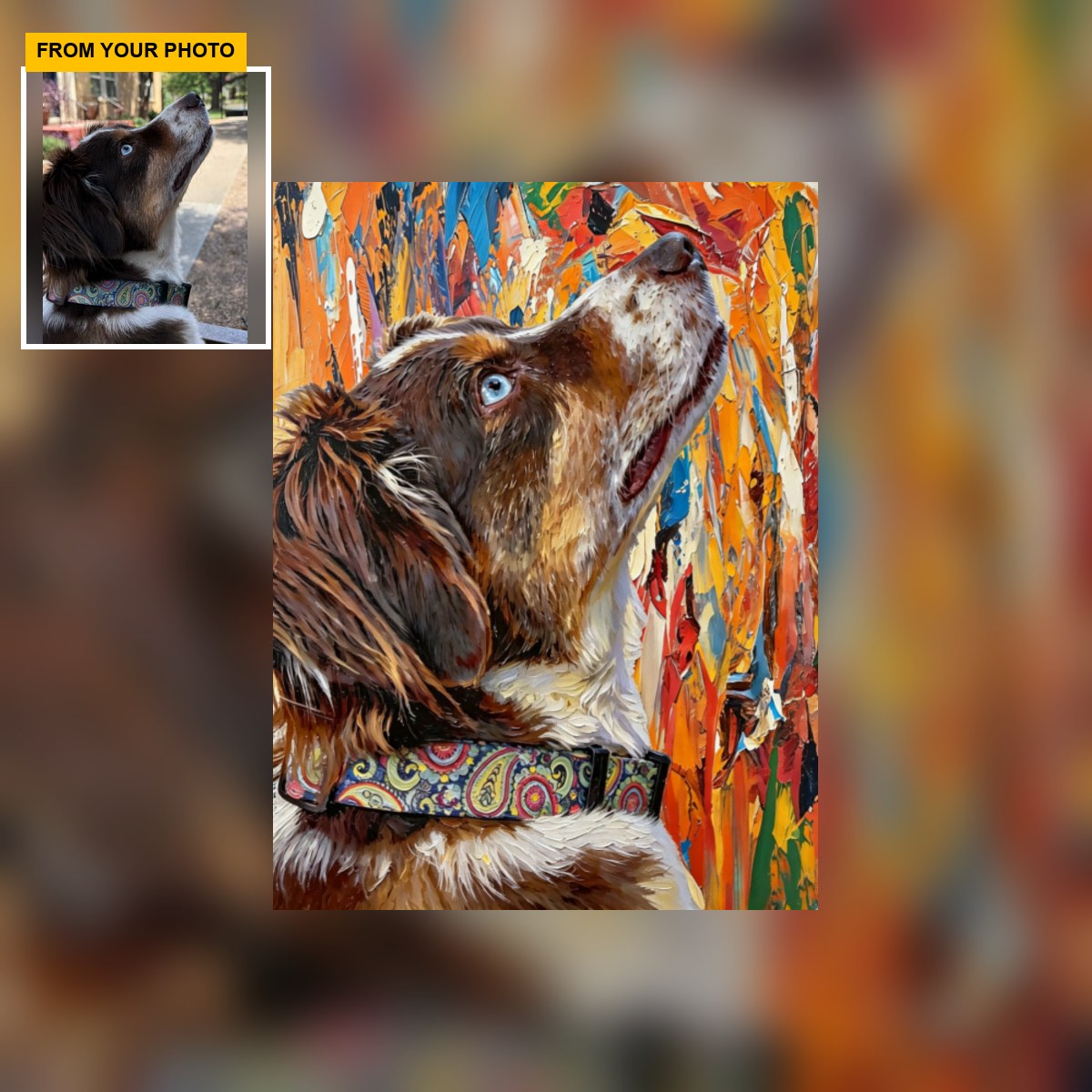Customer preview artwork example showing a clear pet subject