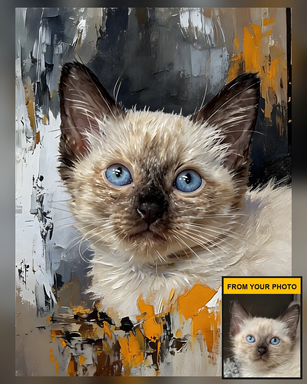 Pet portrait style-comparison example Customer preview artwork comparison for a pet portrait