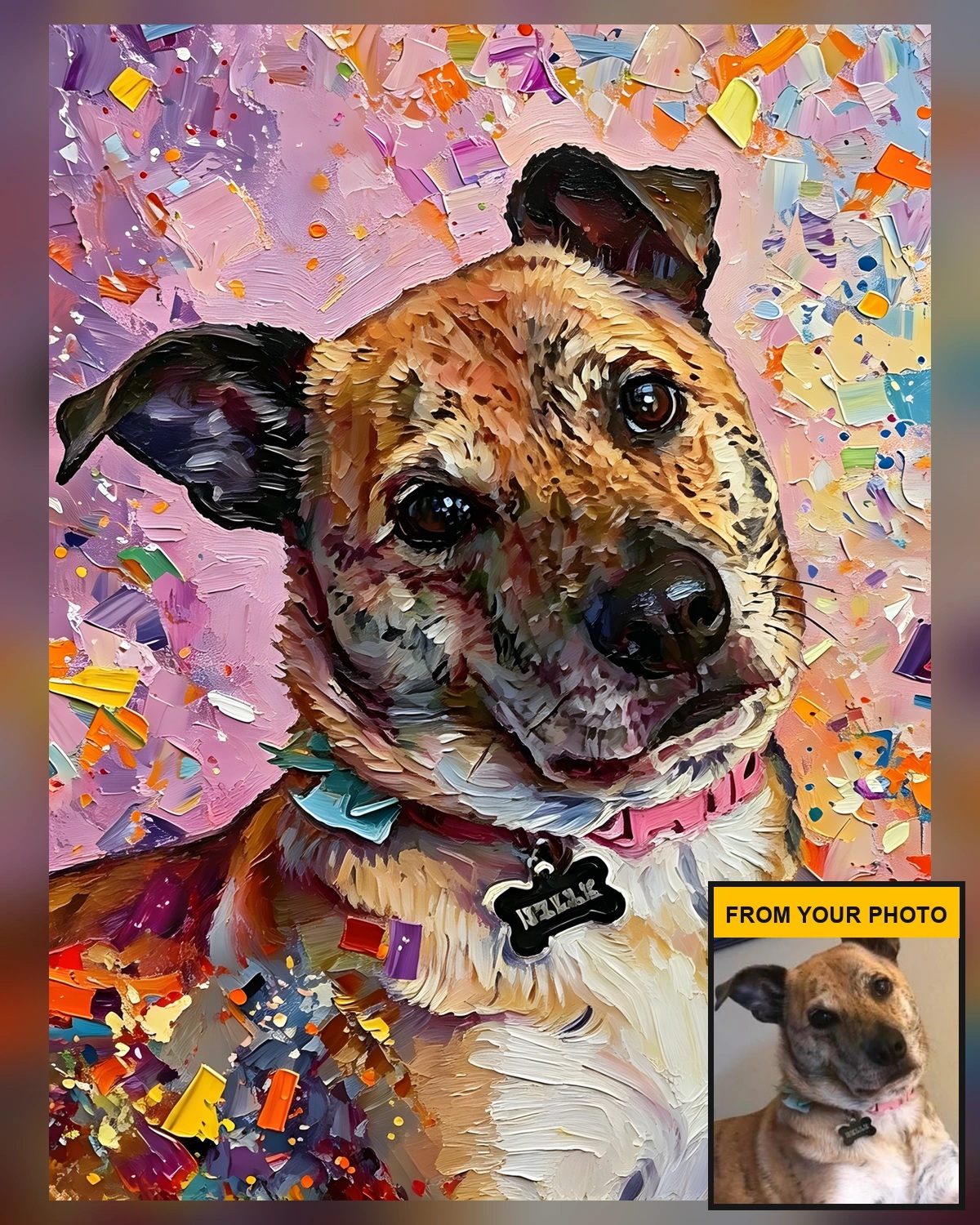 Pet portrait viewing-distance example Customer preview artwork example used for a pet portrait display decision
