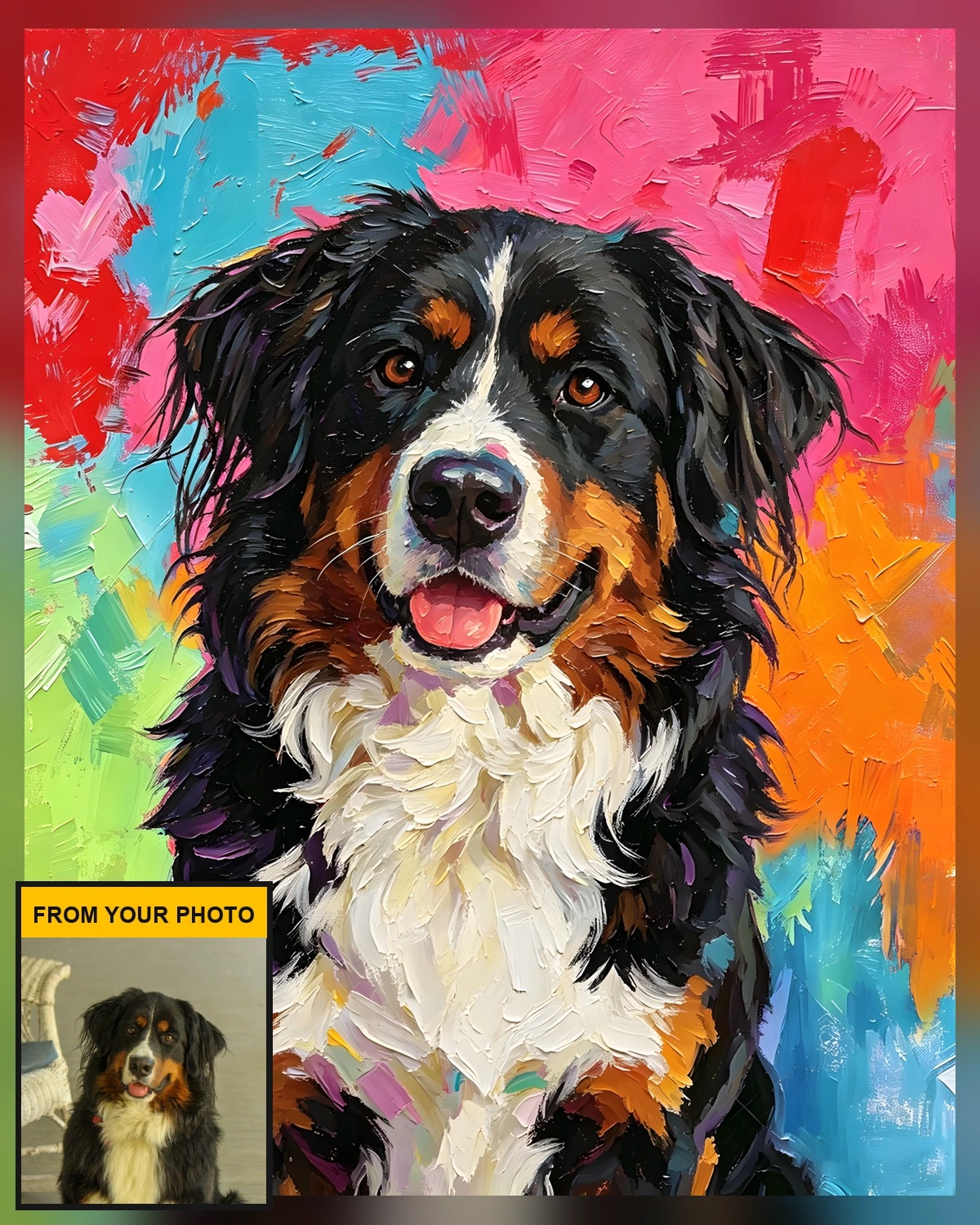 Pet portrait preview review example Customer preview artwork comparison for a personalized pet portrait