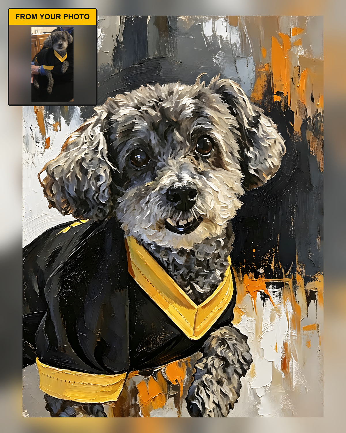 Second pet portrait artwork preview for housewarming gift planning