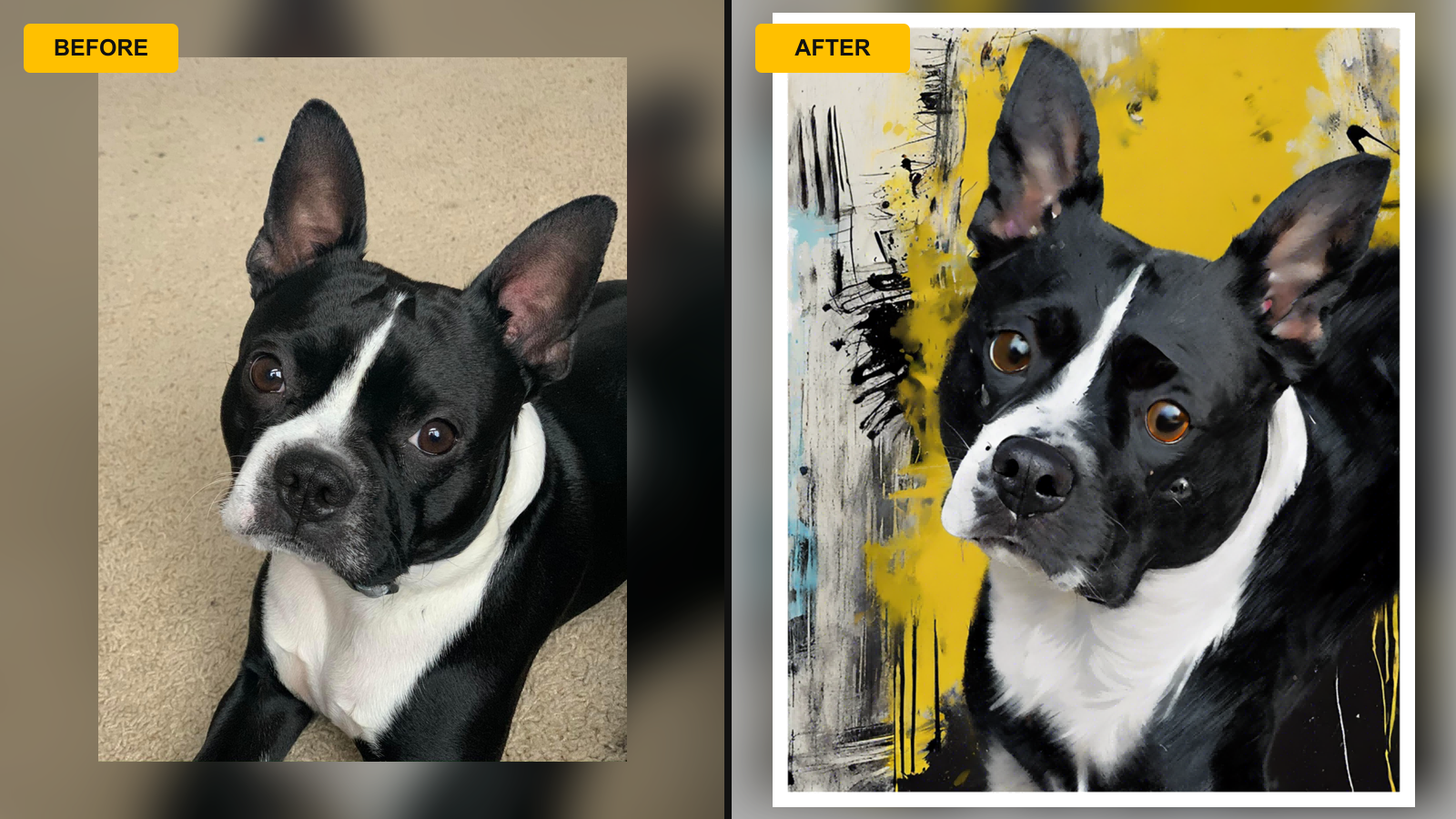Custom pet portrait customer preview example 4 Customer preview artwork example 4 for a custom pet portrait