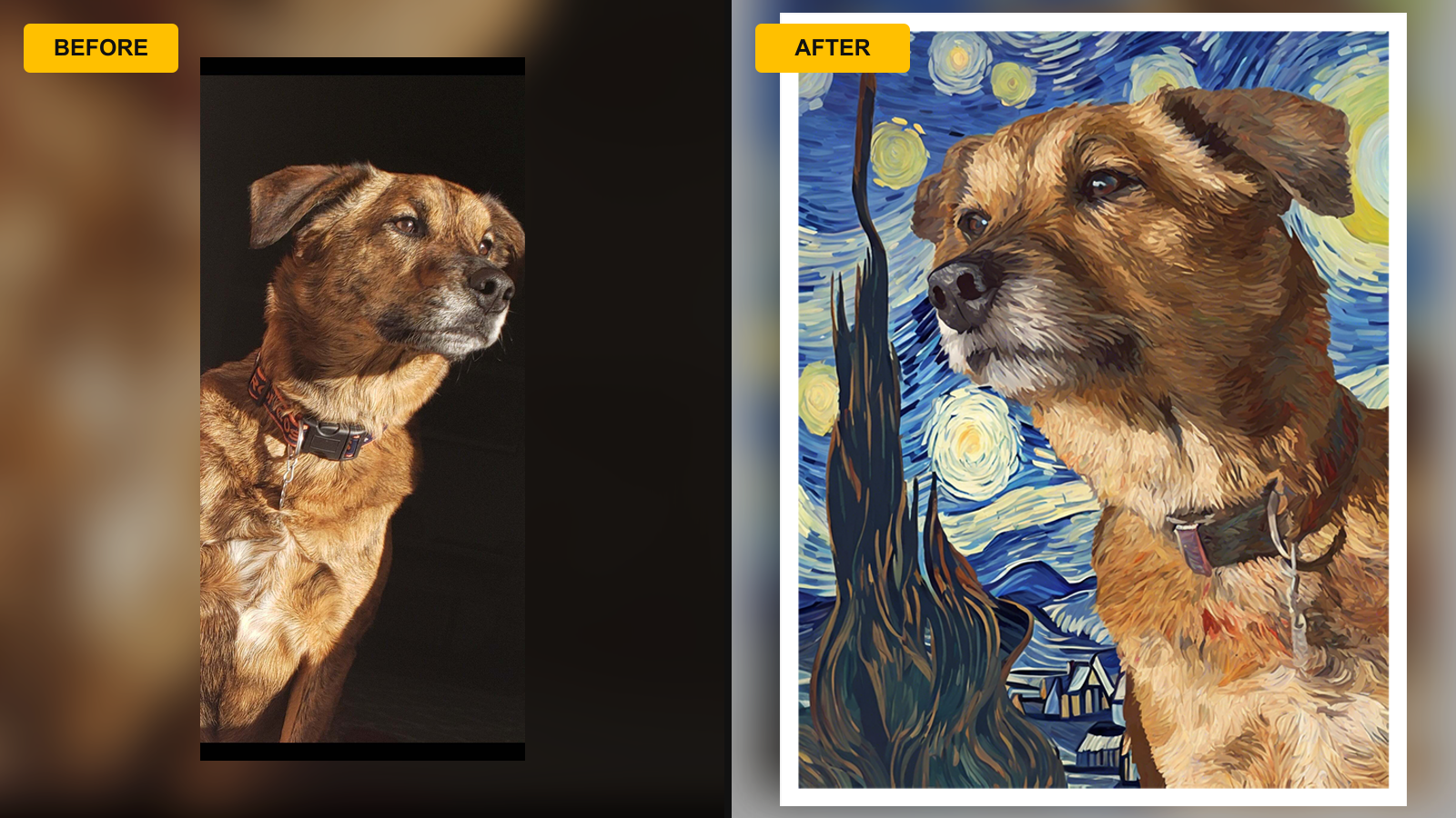 Custom pet portrait customer preview example 3 Customer preview artwork example 3 for a custom pet portrait