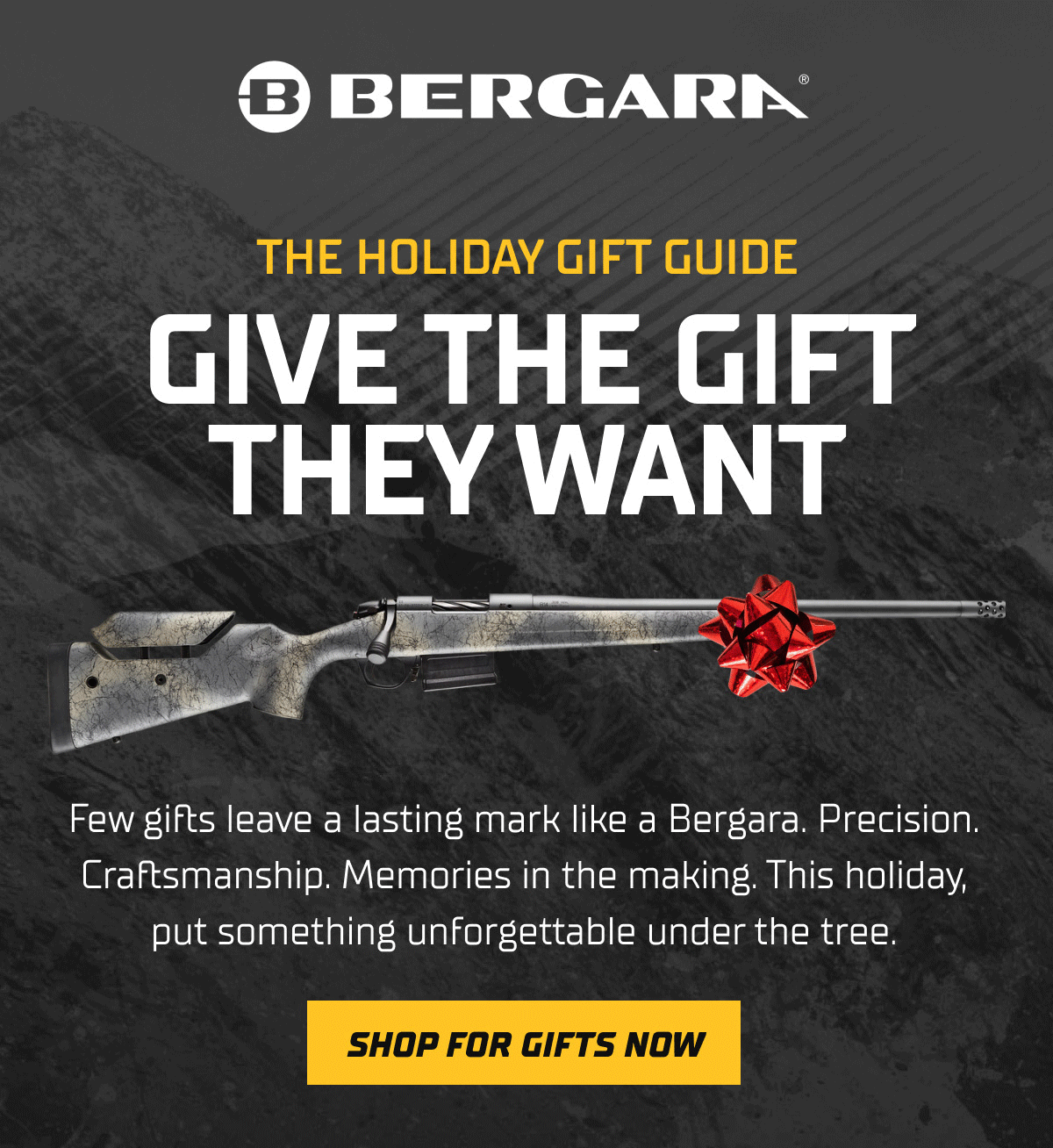 Few gifts leave a lasting mark like a Bergara. Precision. Craftsmanship. Memories in the making. This holiday, put something unforgettable under the tree.