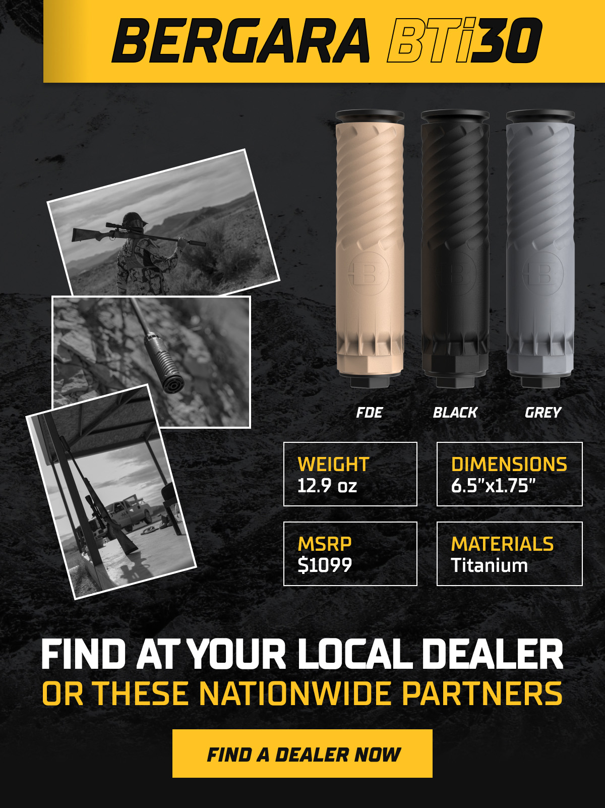 KEY FEATURES: Vented Design Reduces pressure & improves accuracy. Swappable End Caps Choose vented or sealed to match your style. Muzzle-Indexing Mounting Eliminates common alignment issues. C-Series Cerakote&reg; Finish Durable, ultrasonic-safe coating resists corrosion.