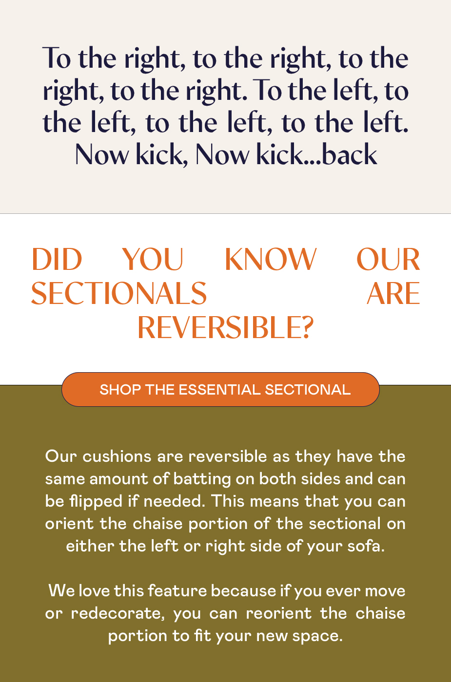 Did you know our sectionals are reversible? Sabai Design