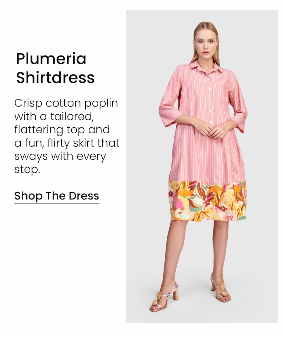 an image of a woman in a pink dress and a pink and white striped shirt