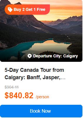 5-Day Canada Tour from Calgary: Banff, Jasper, Johnston Canyon, Lake Louise, Columbia Icefield and Yoho National Park | Admission for National Park | Free Airport Pick-up/Drop-off Service 4.2 (10 reviews) Tour Code: 69300
