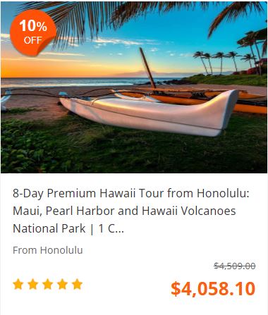 8-Day Premium Hawaii Tour from Honolulu: Maui, Pearl Harbor and Hawaii Volcanoes National Park | 1 Country and 10 Cities | 7 Breakfasts, 1 Lunch, 3 Dinners 5.0 (5 reviews) Tour Code: 716982