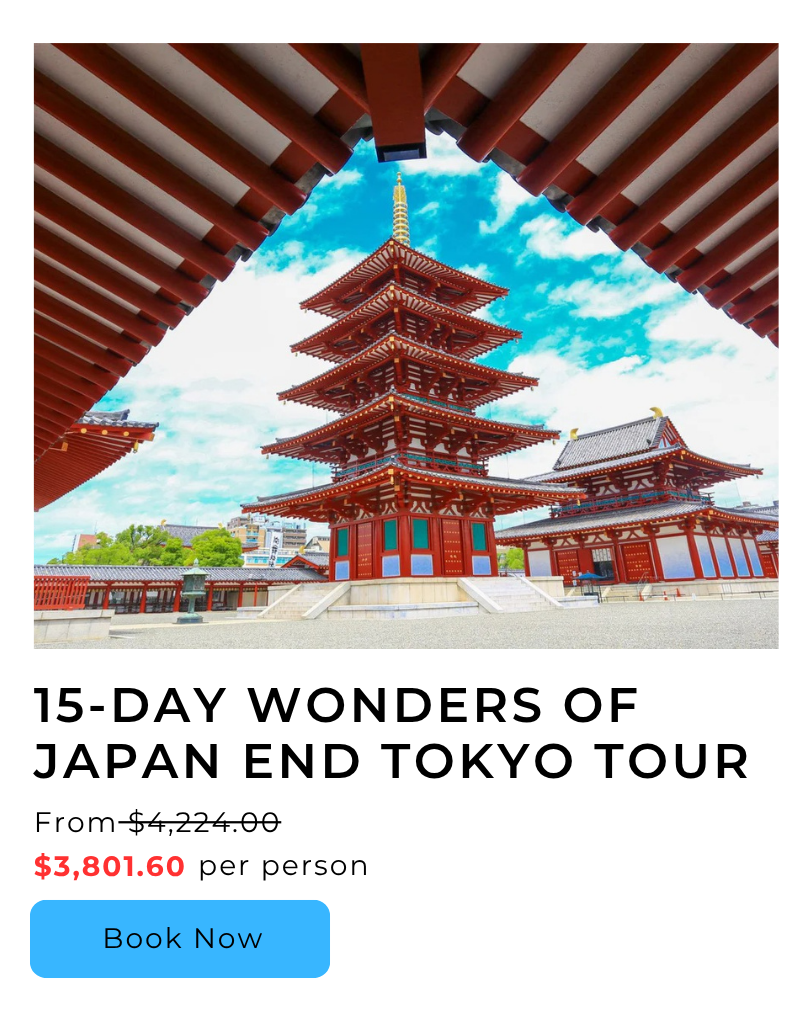 15-Day Wonders of Japan end Tokyo Tour: Kyoto | Kobe | Hiroshima | Osaka**Airport Pick-up in Tokyo | Breakfasts and Admission Included**