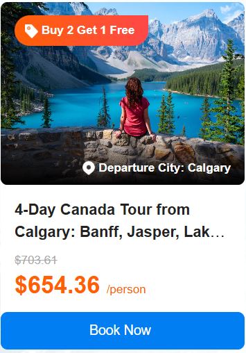 4-Day Canada Tour from Calgary: Banff, Jasper, Lake Louise, Columbia Icefield and Yoho 5.0 (2 reviews) Tour Code: 166686