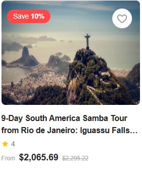 9-Day South America Samba Tour from Rio de Janeiro: Iguassu Falls and Buenos Aires 4.0 (32 reviews) Tour Code: 716199