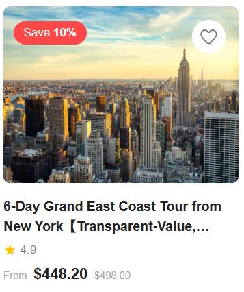 6-Day Grand East Coast Tour from New York【Transparent-Value, Guaranteed Departure】: Philadelphia, Washington D.C., Niagara Falls and Boston | EWR/JFK/LGA Airport Pick-up 4.9 (263 reviews) Tour Code: 3044