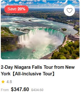 2-Day Niagara Falls Tour from New York【All-Inclusive Tour】 4.8 (253 reviews) Tour Code: 597