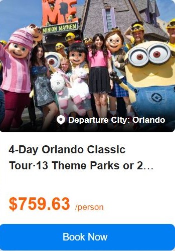 4-Day Orlando Classic Tour·13 Theme Parks or 2 Special 1-Day Tour at Your Choice 5.0 (0 reviews) Tour Code: 720846