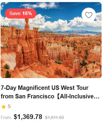 7-Day Magnificent US West Tour from San Francisco【All-Inclusive Tour】: Yosemite, Monument Valley, Horseshoe Bend, Antelope Canyon 5.0 (7 reviews) Tour Code: 662866
